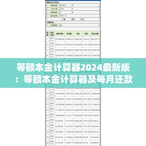 等額本金計算器2024最新版：等額本金計算器及每月還款明細 