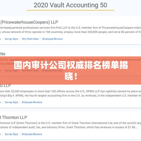 國內(nèi)審計(jì)公司權(quán)威排名榜單揭曉！