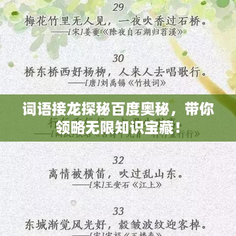 詞語(yǔ)接龍?zhí)矫匕俣葕W秘，帶你領(lǐng)略無(wú)限知識(shí)寶藏！