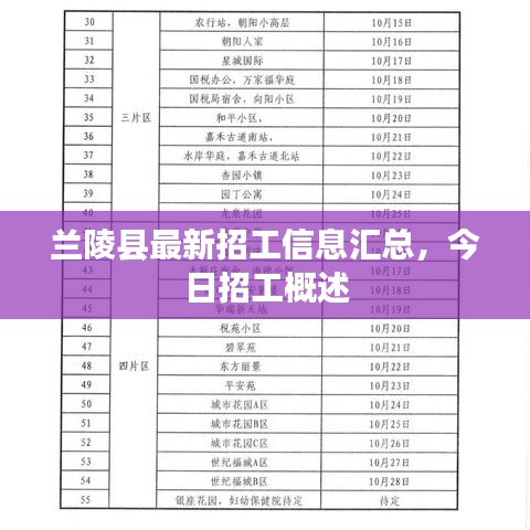 蘭陵縣最新招工信息匯總，今日招工概述