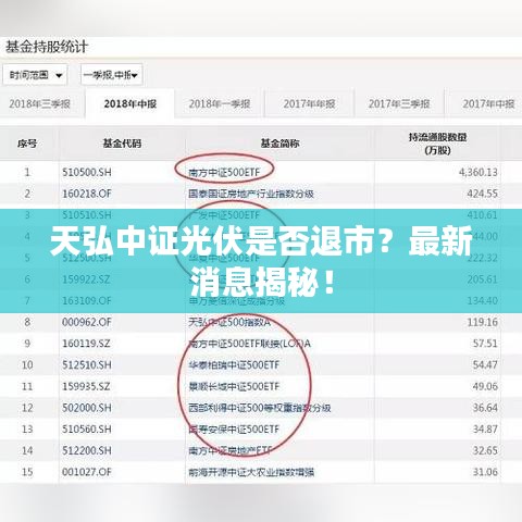 天弘中證光伏是否退市？最新消息揭秘！